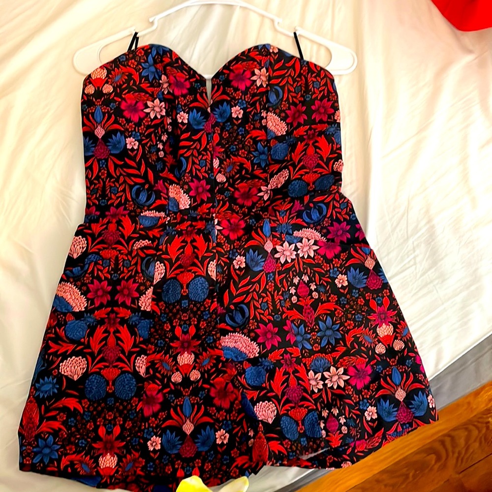 Floral Print Strapless Romper